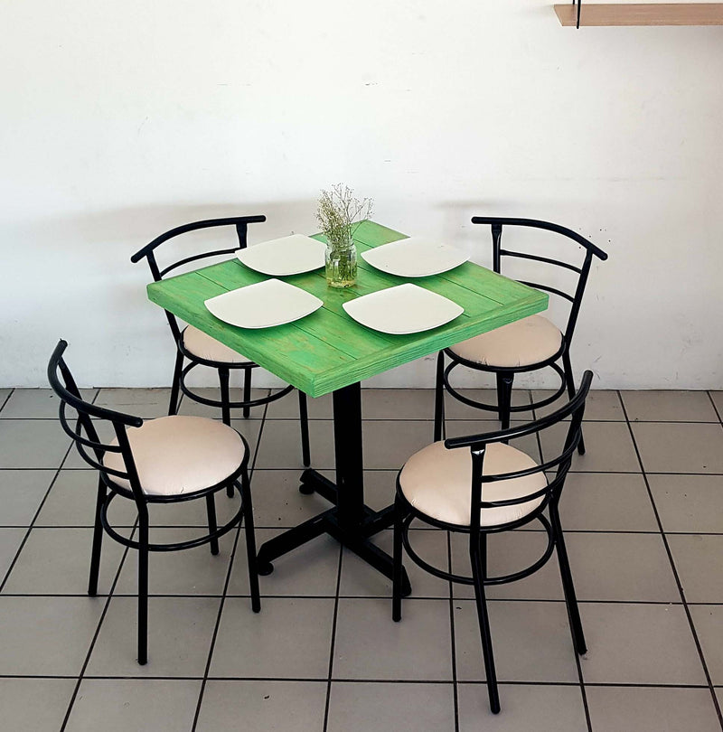 mesa para restaurante vintage de madera con 4 sillas chabely 4
