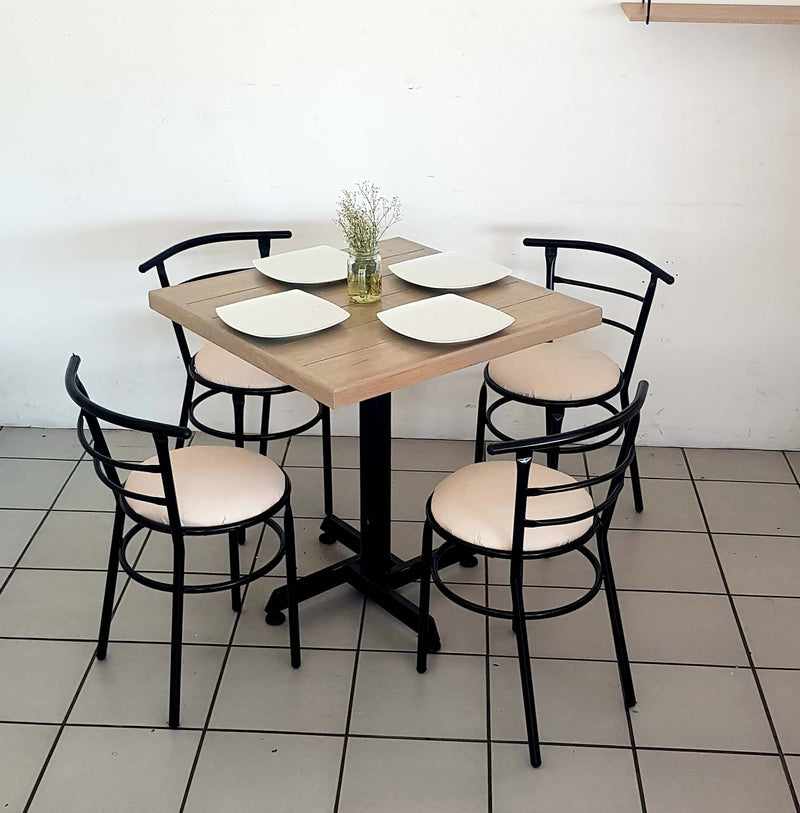 mesa para restaurante vintage de madera con 4 sillas chabely 8