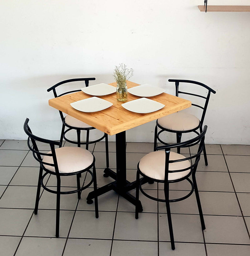 mesa para restaurante vintage de madera con 4 sillas chabely 9